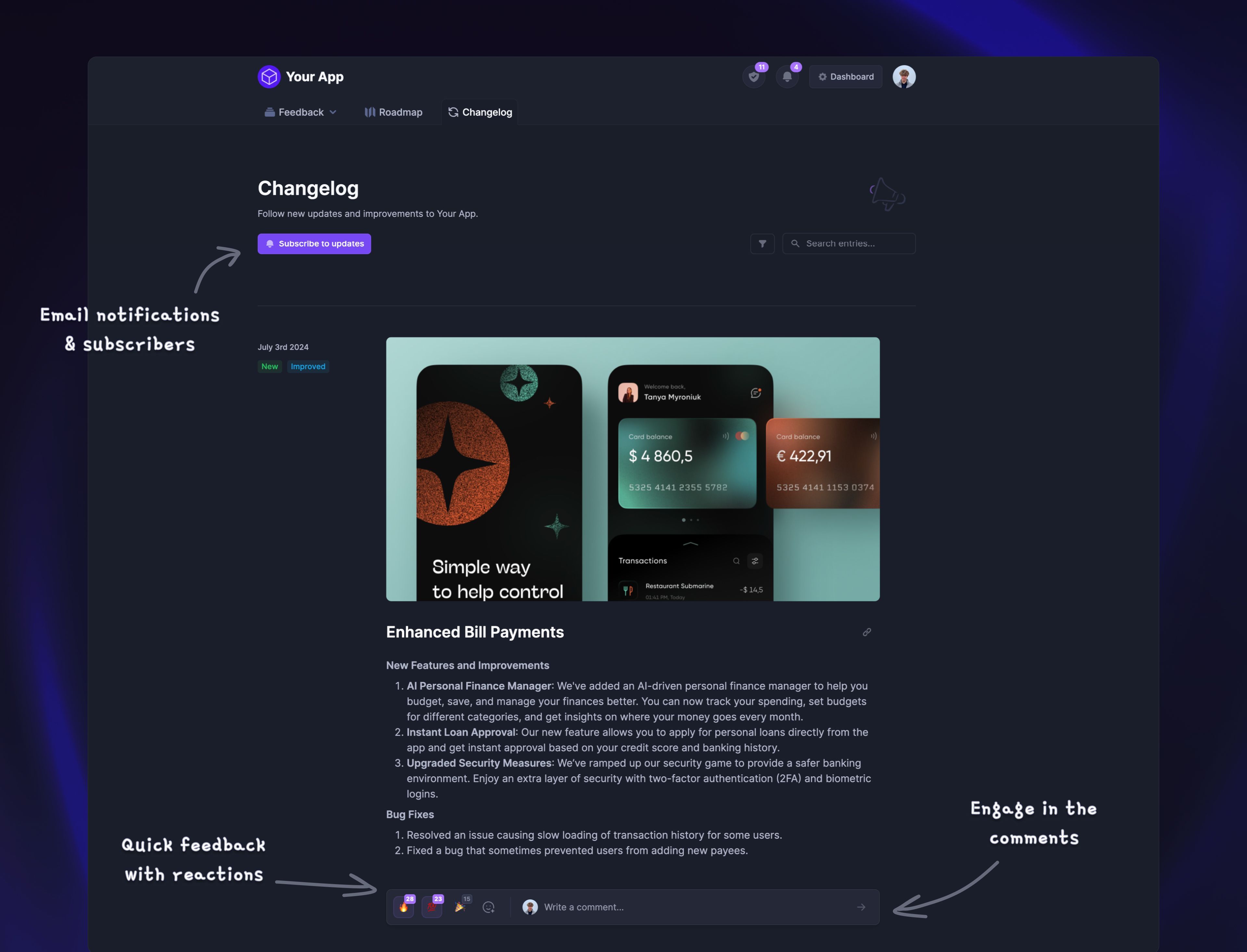 Featurebase's changelog product.