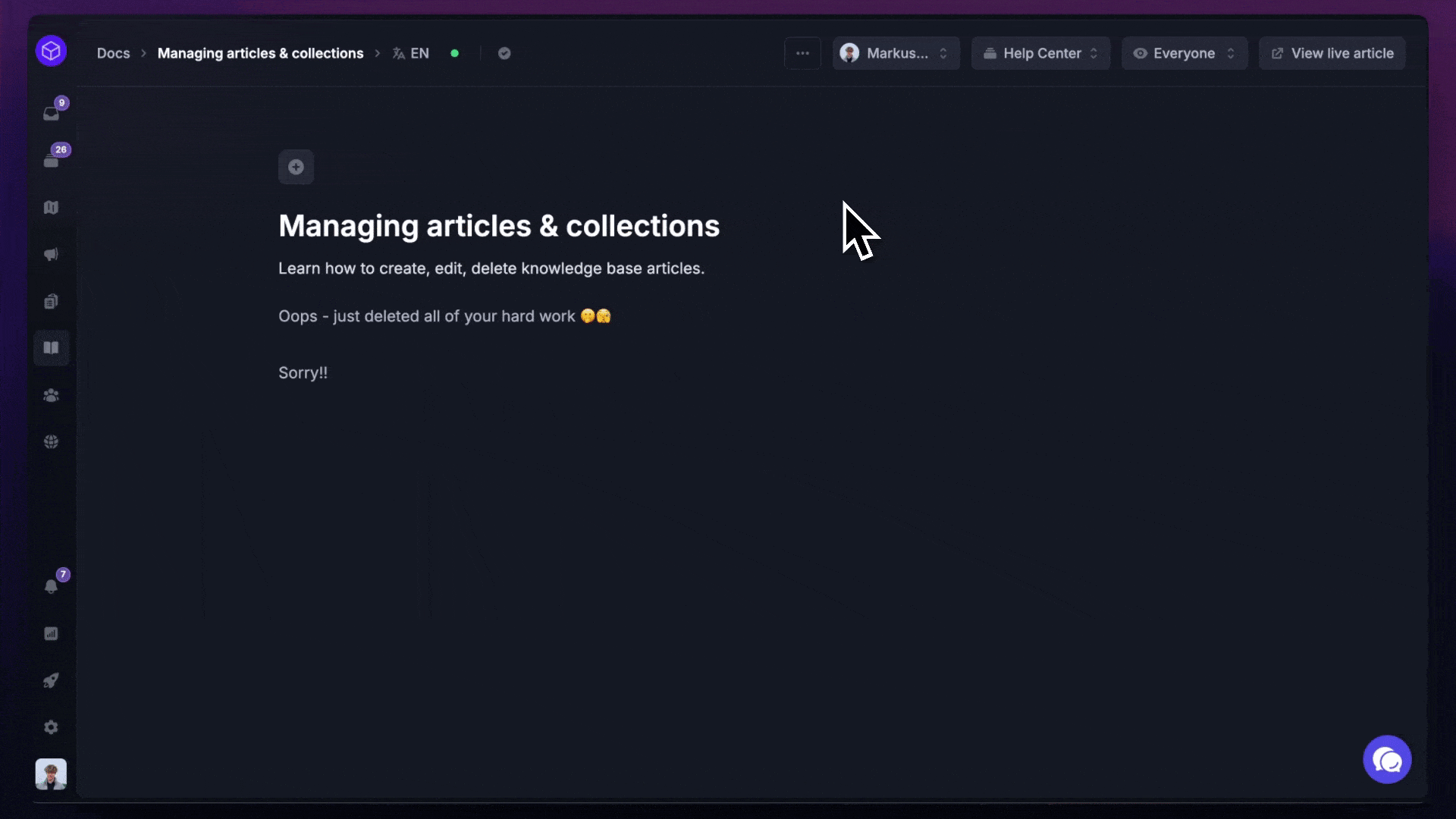 Article version history and rollback.