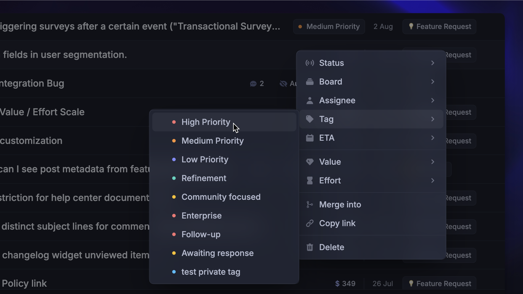Feedback tagging.