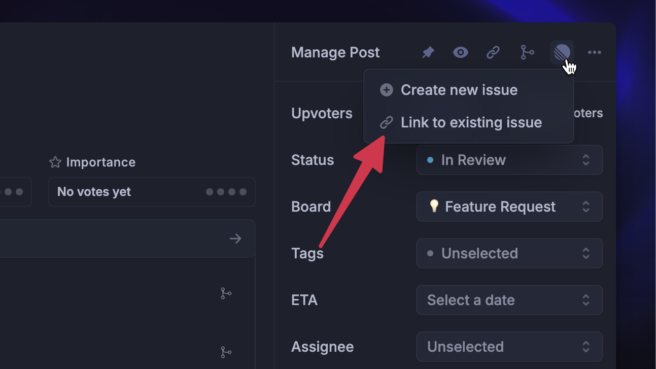 Linking Featurebase posts to existing Linear issues or projects.
