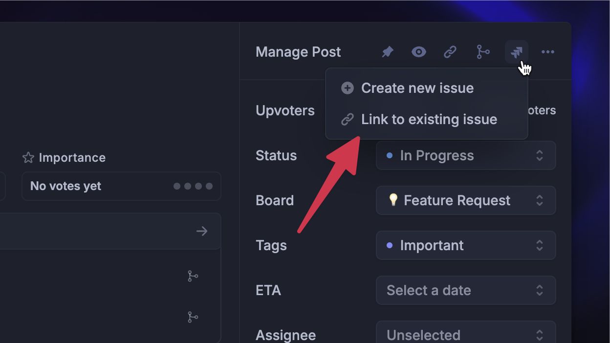Linking Featurebase posts to existing Jira issues.