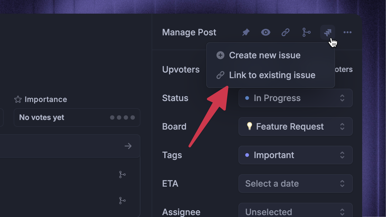 Linking Featurebase posts to existing Jira issues.