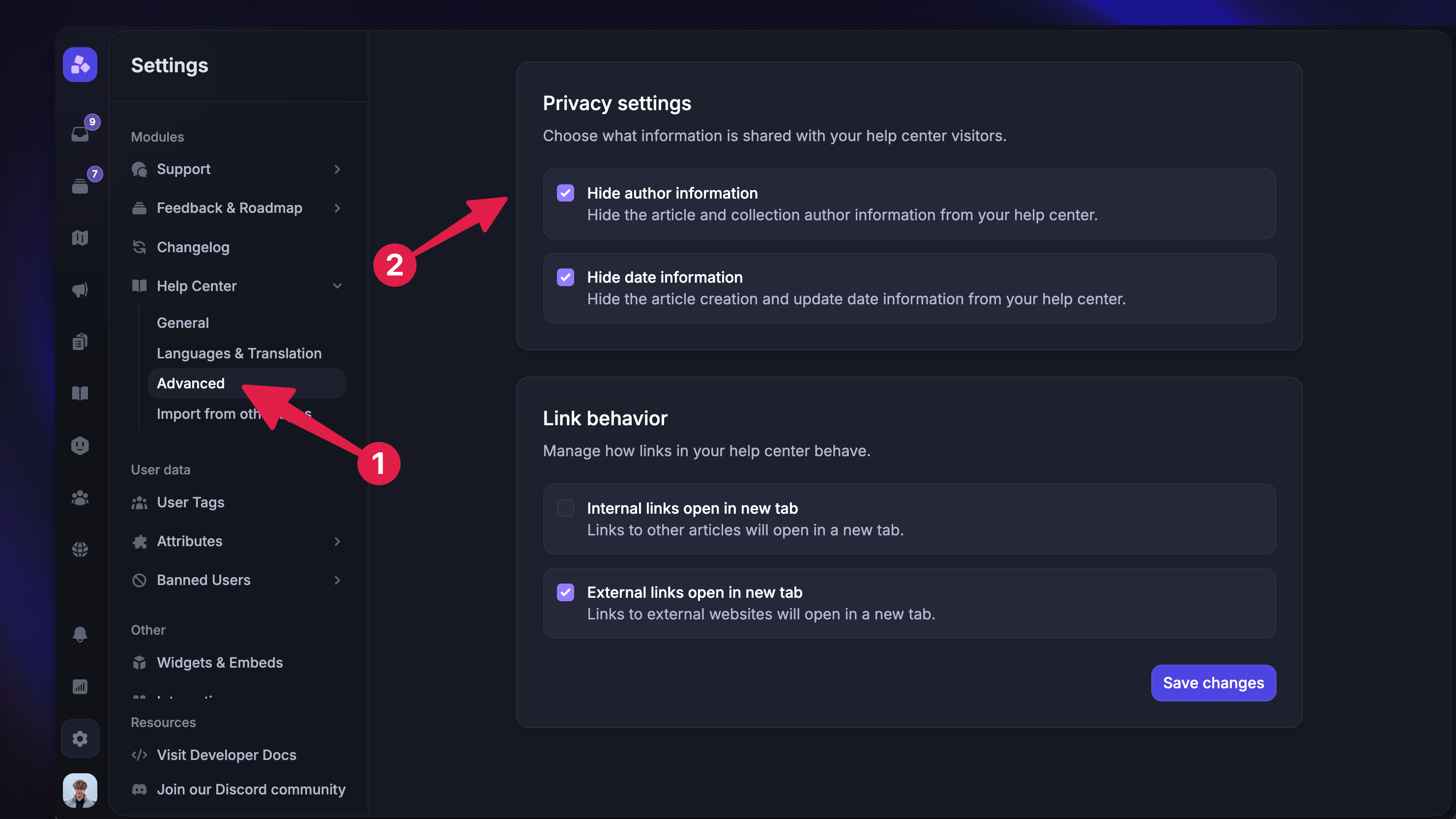 Hiding the author and date information from articles from settings.