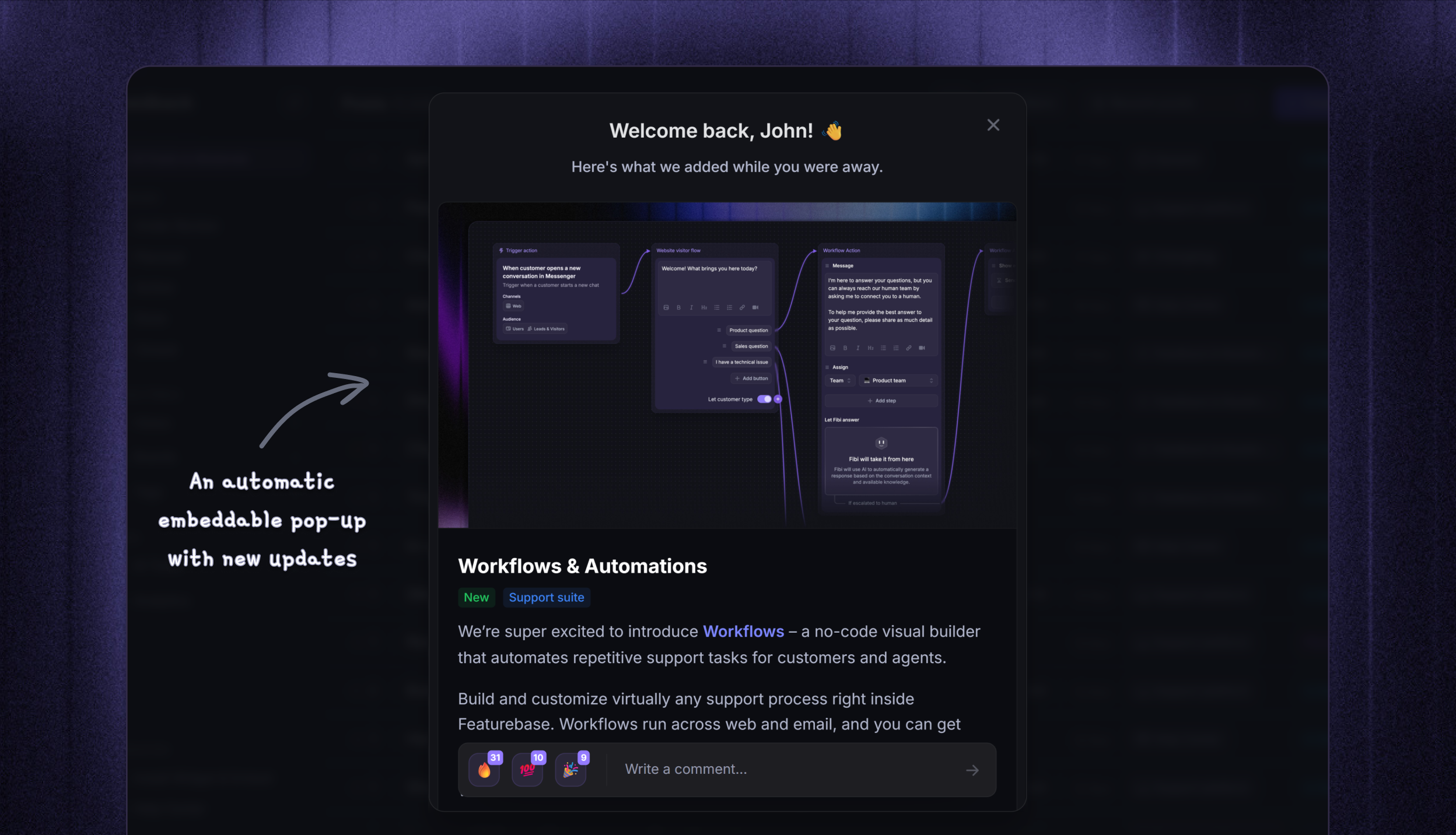 Changelog popup widget.
