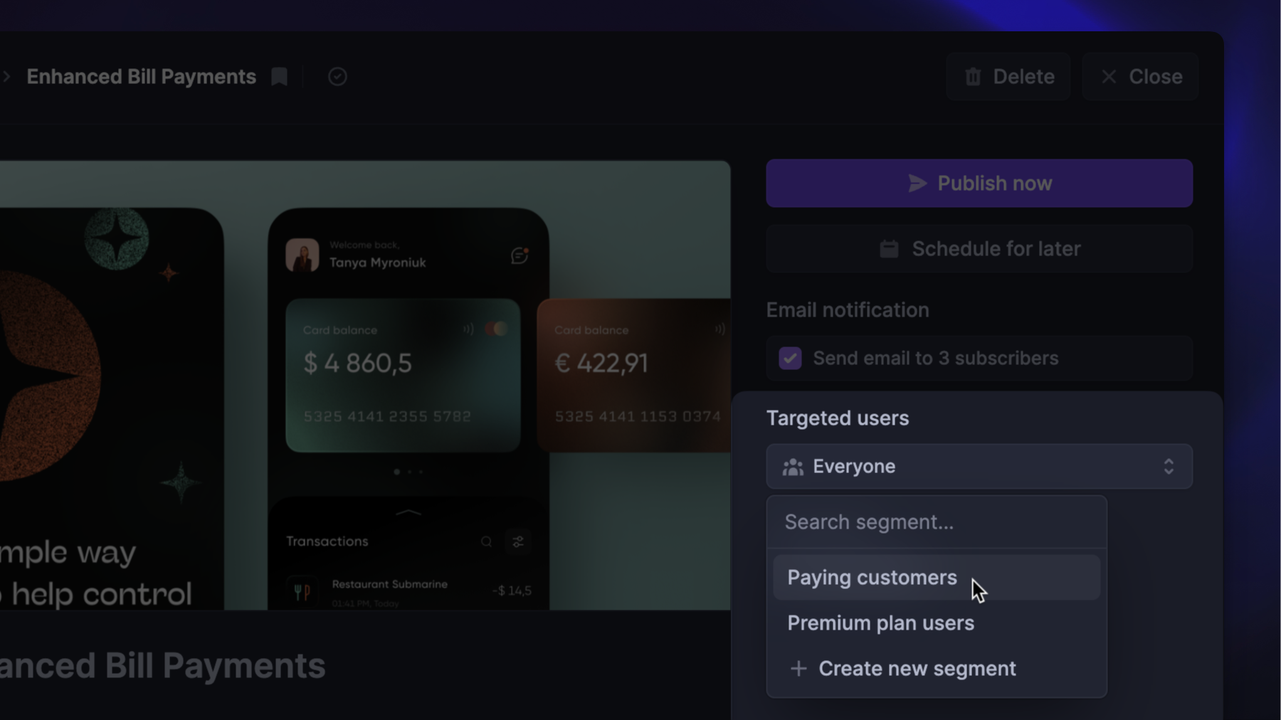 Changelog release segmentation.