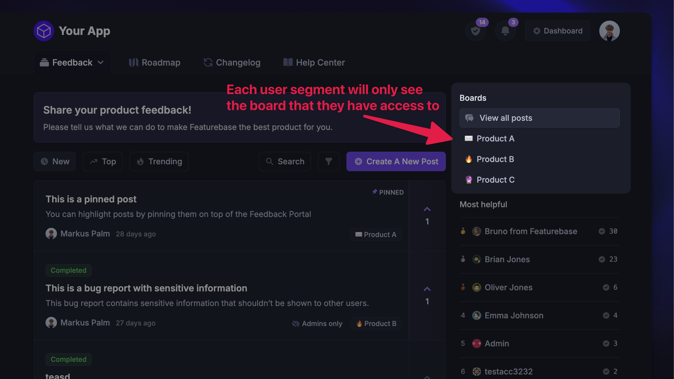 Using the Feedback portal for multiple products using different feedback boards.