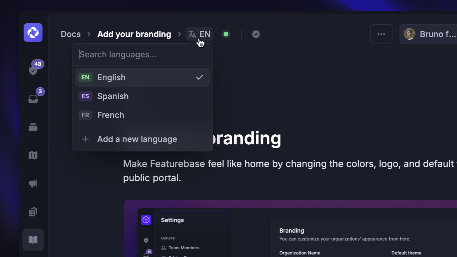 Switching article's language versions from the dashboard to add translations.
