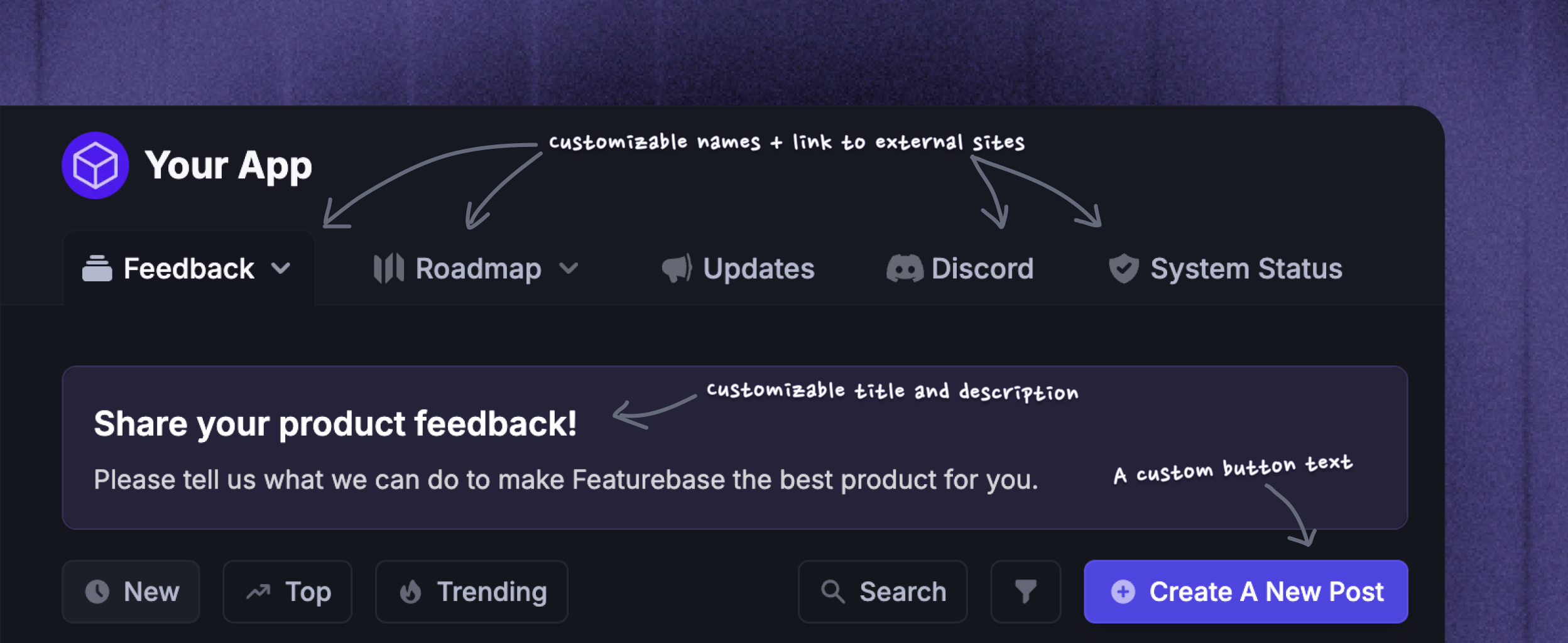 Customizing the public portal menu by renaming the tabs and adding new ones.