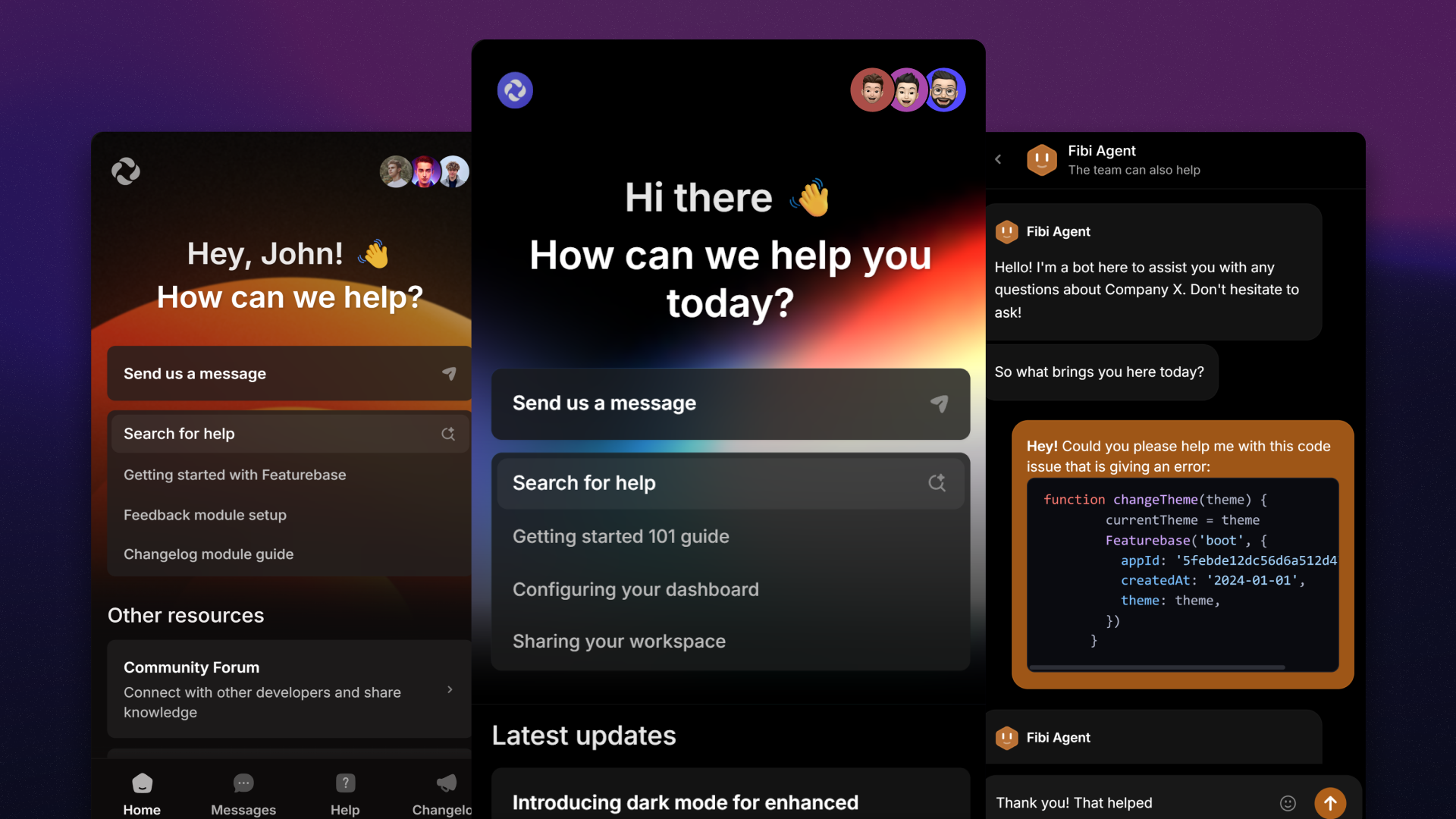 Featurebase's messenger widget.