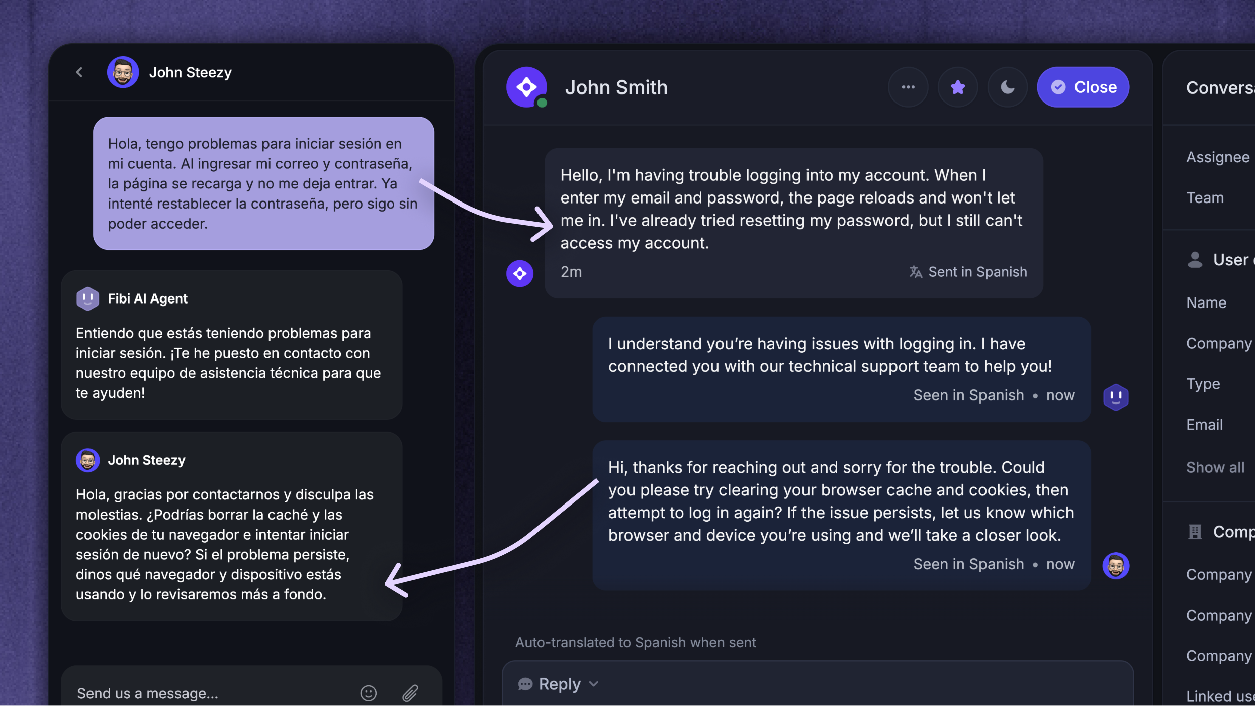How AI Inbox Translations work in Featurebase.