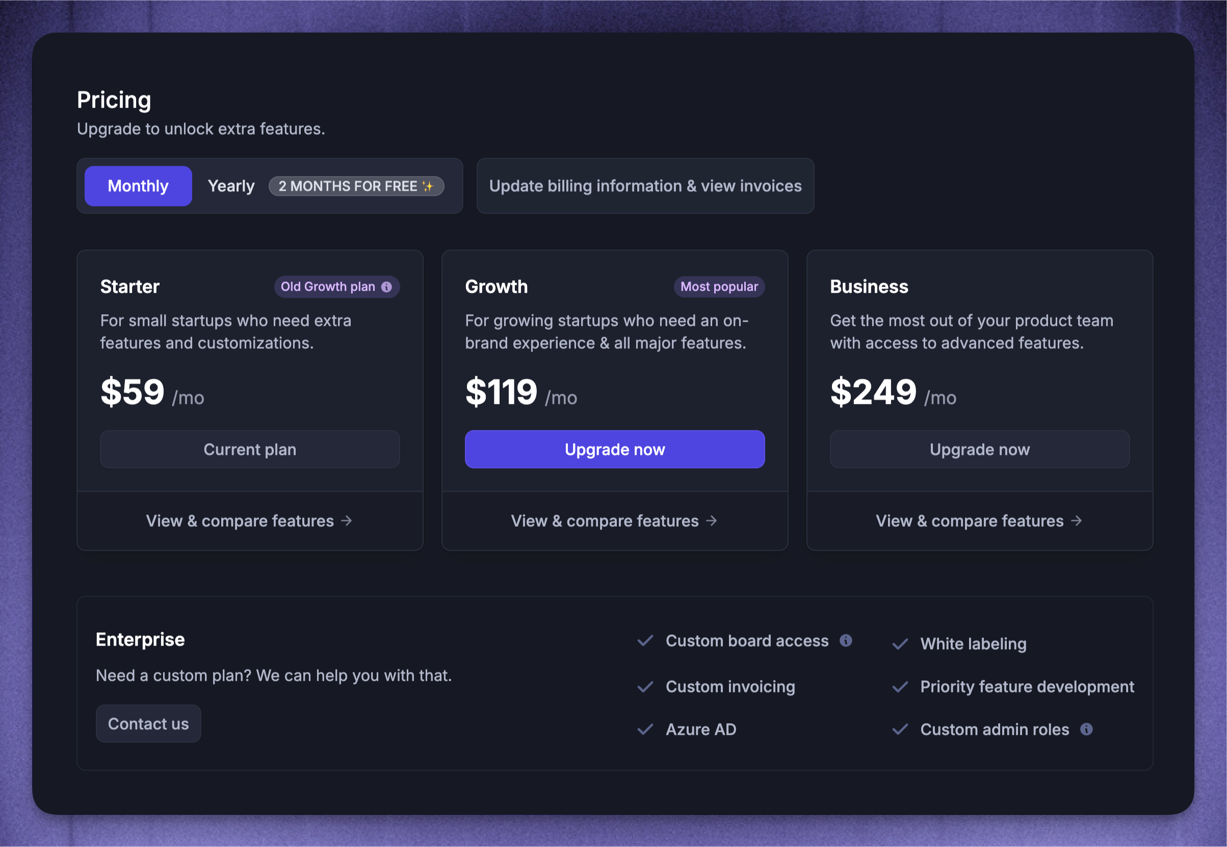 Legacy pricing