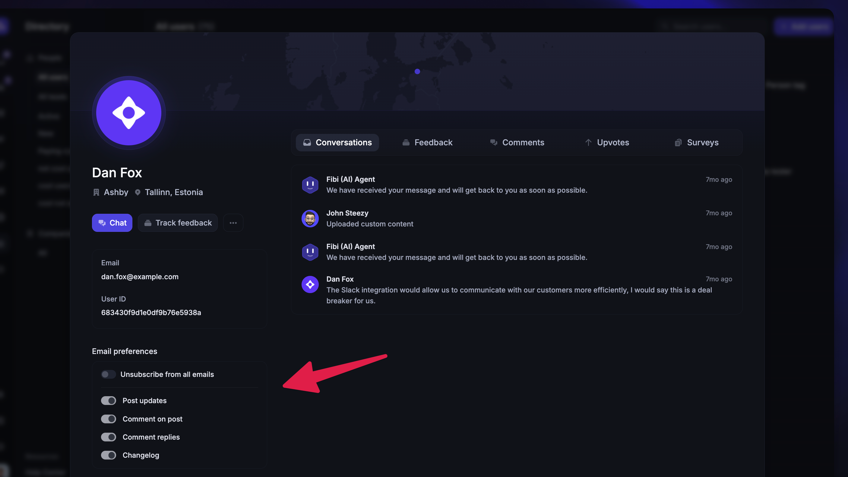 Managing end-user notifications from user profiles.