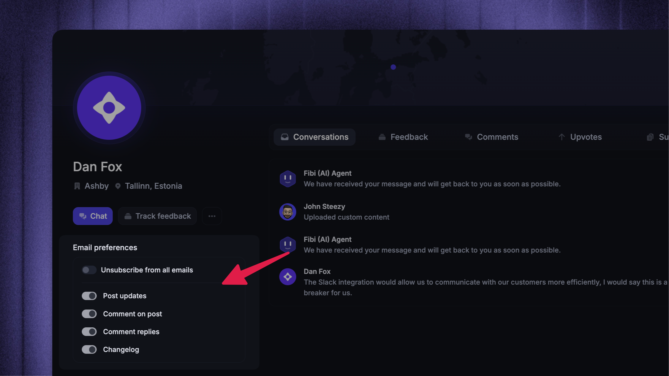Managing end-user notifications from user profiles.