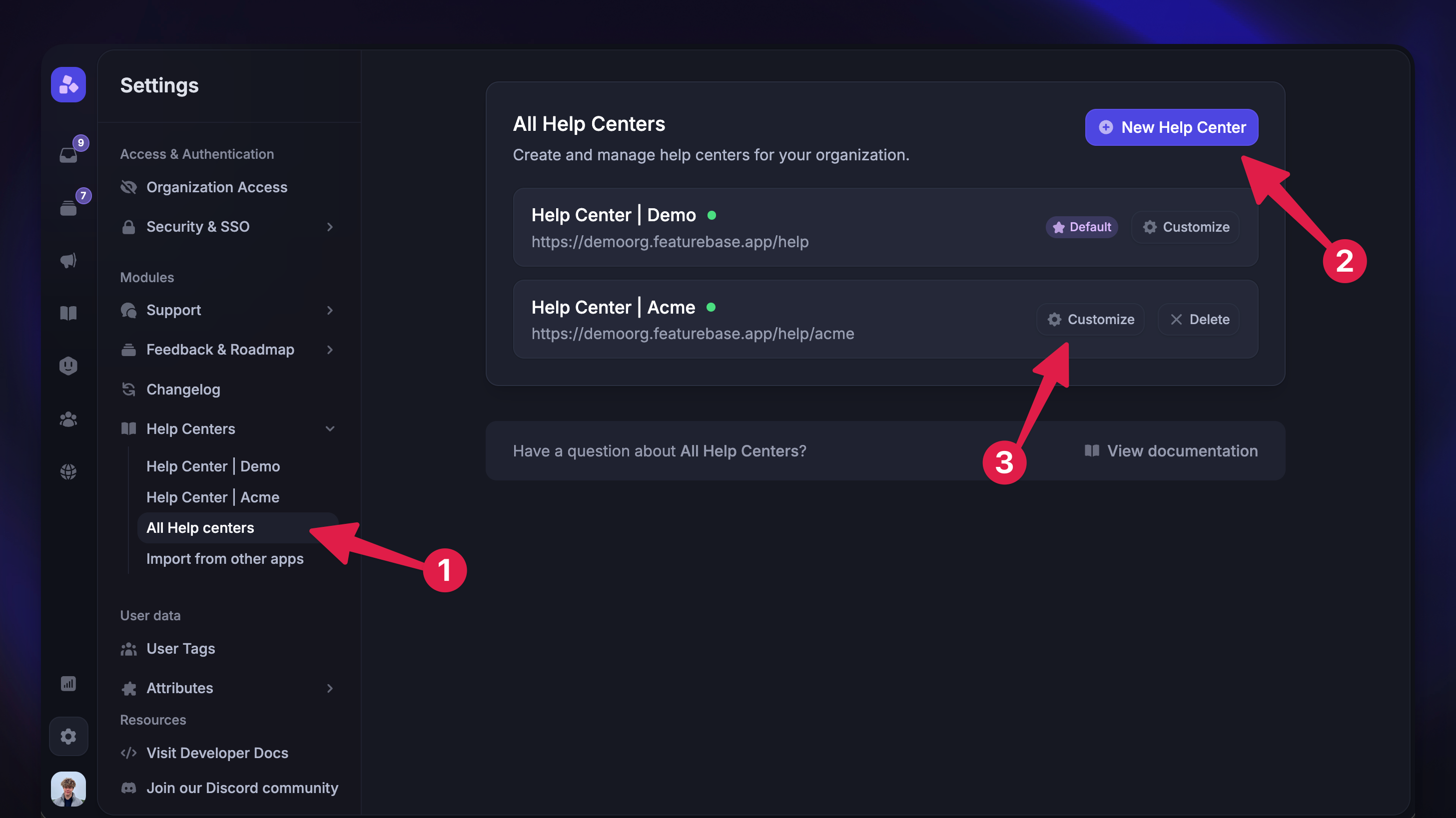 Creating multi-brand help centers in Featurebase.