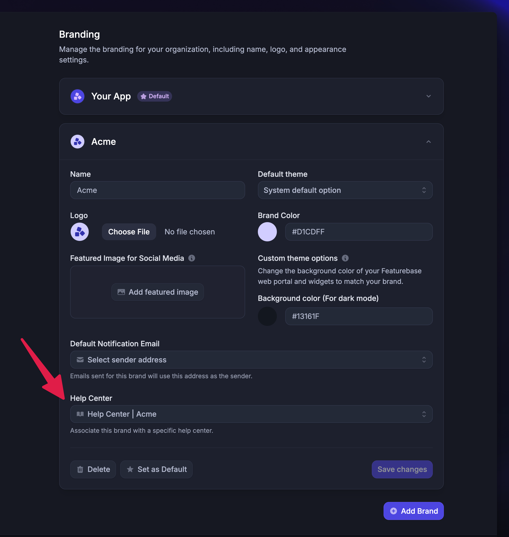 Linking each brand to the correct Help Center brand in the branding settings.