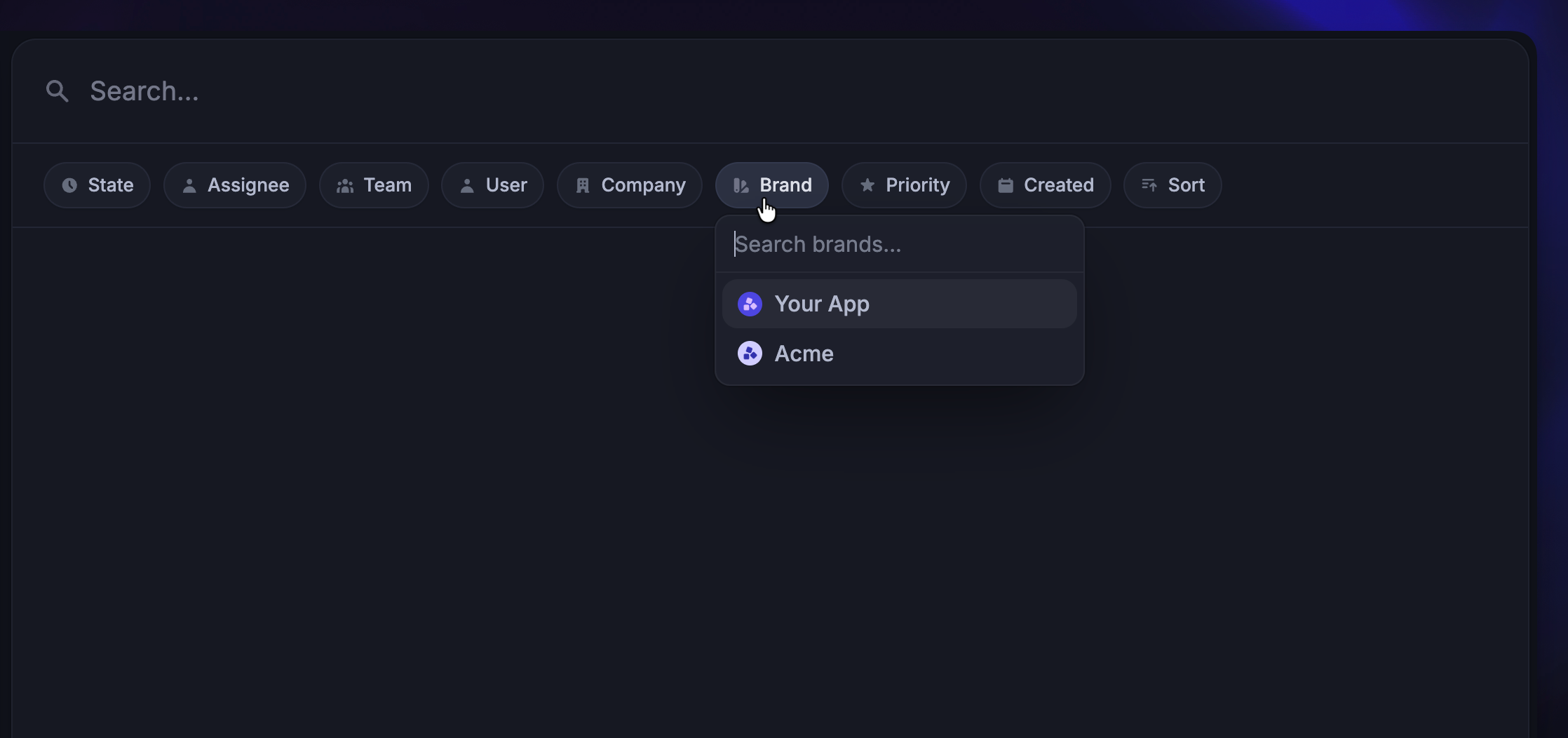 Search for all support conversations associated with a specific brand.