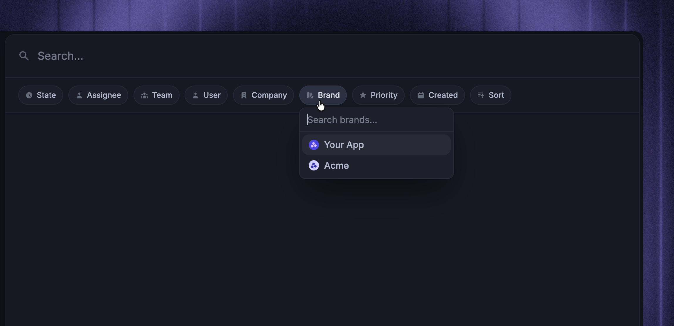 Search for all support conversations associated with a specific brand.