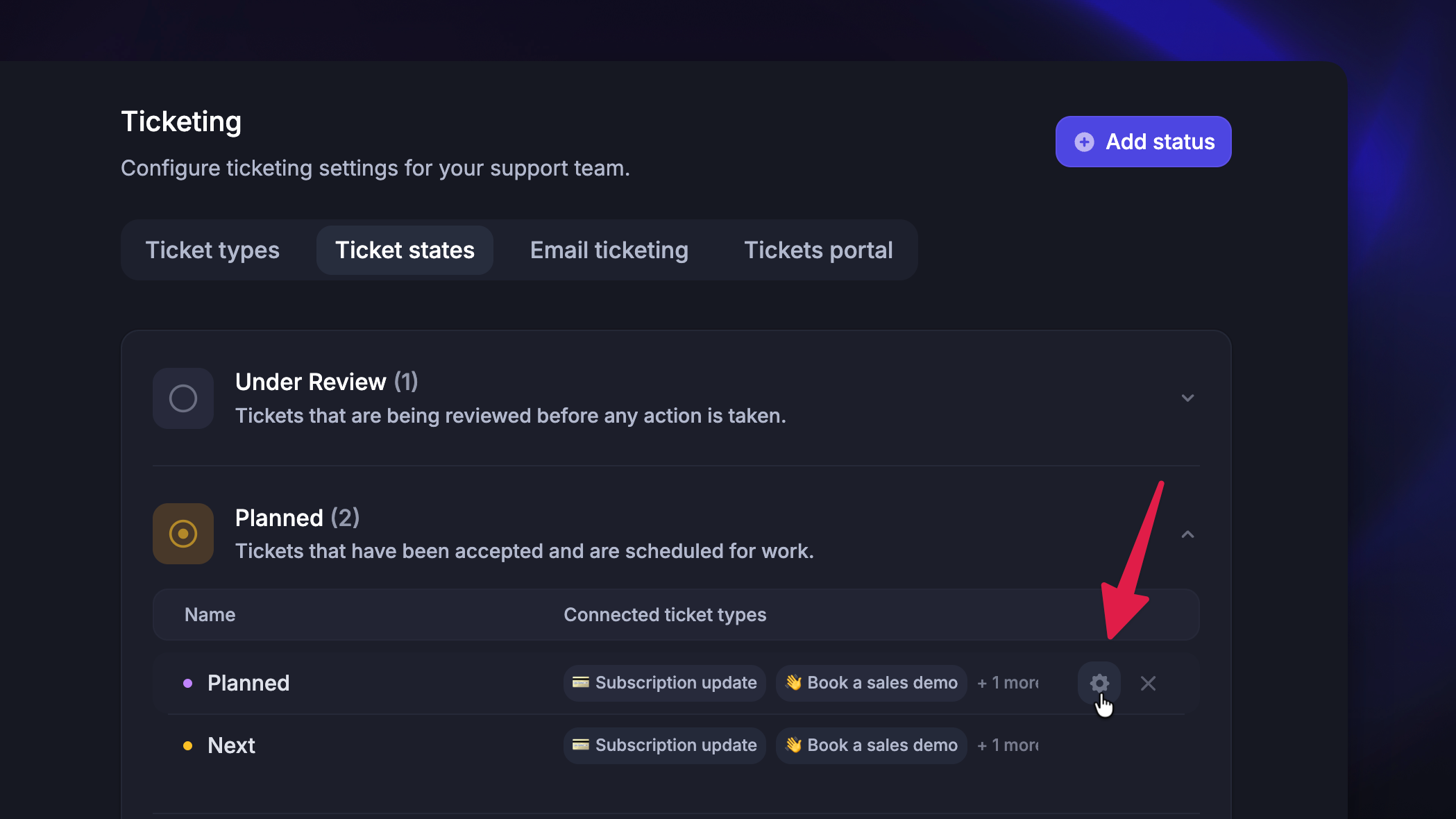 Editing ticket states.