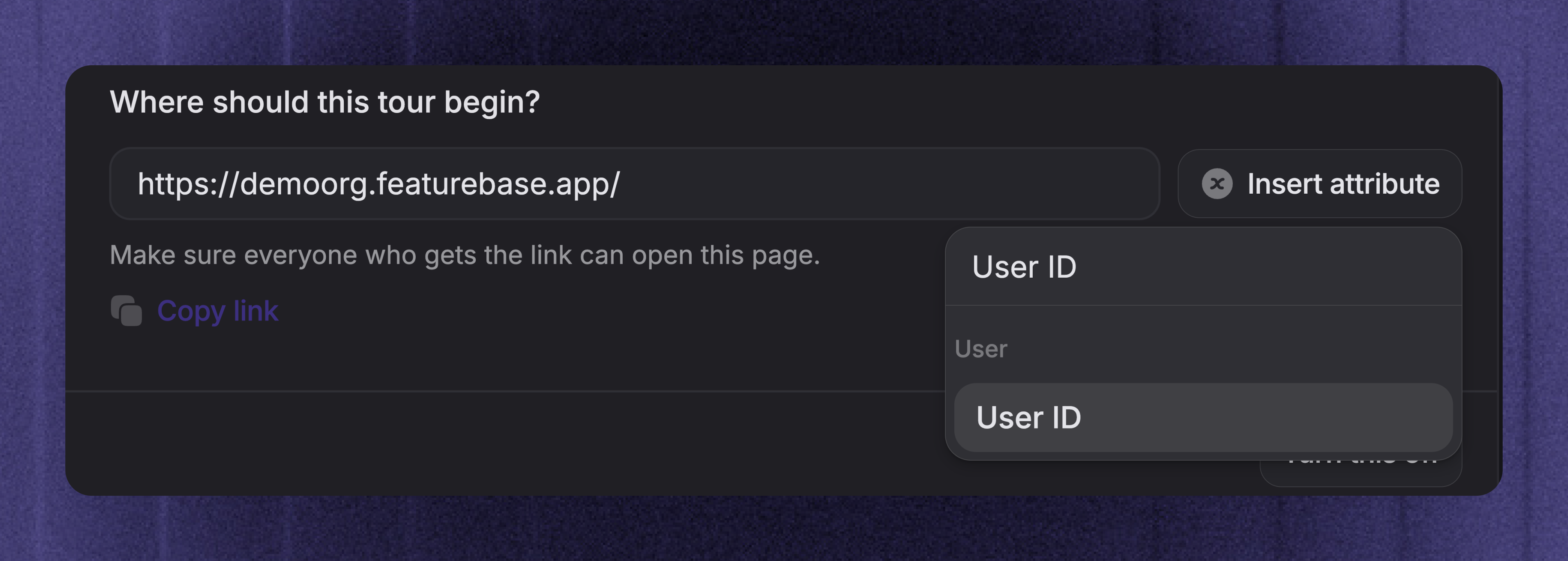 Insert customer attributes into the tour start URL