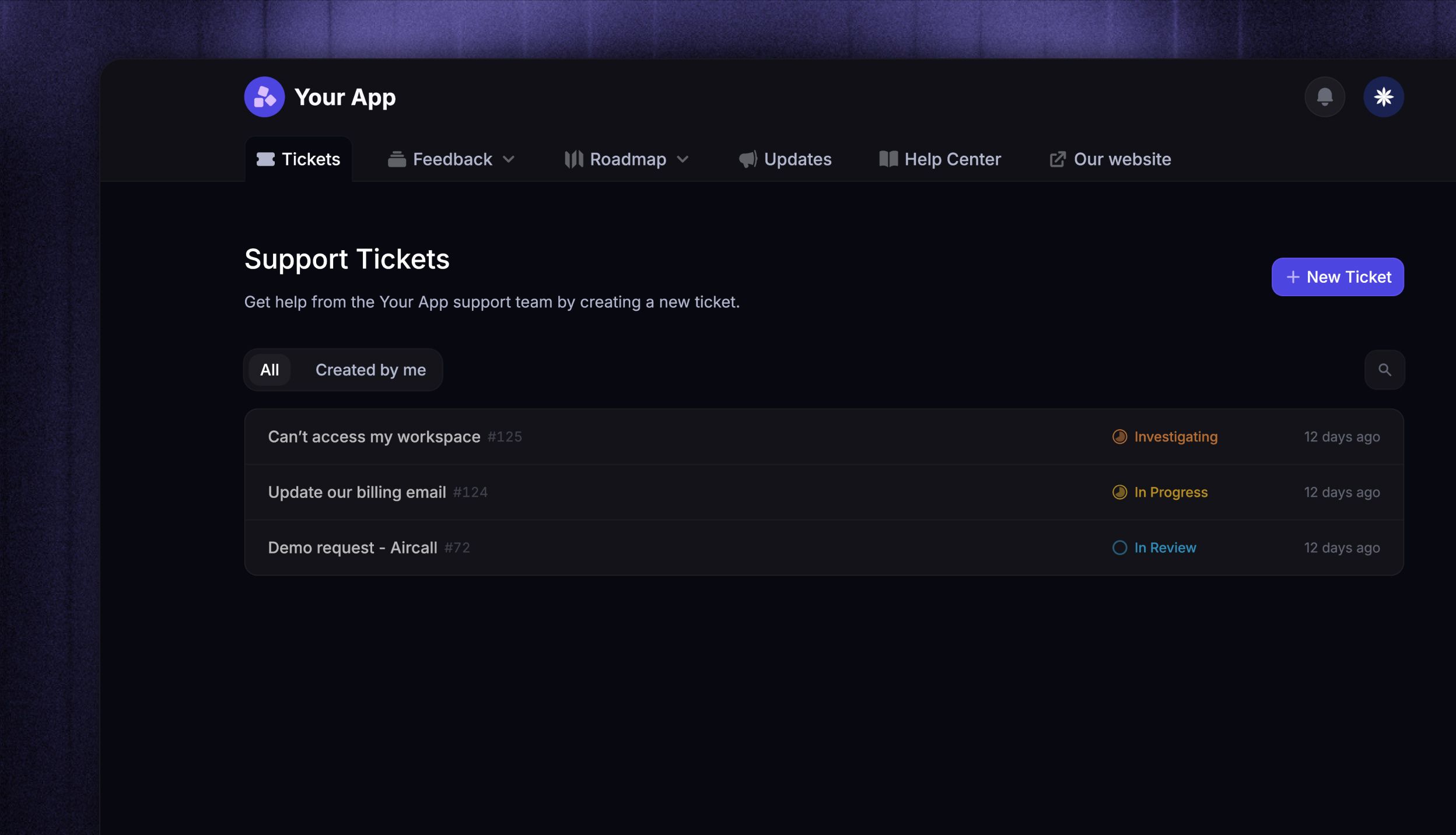 Public tickets portal.