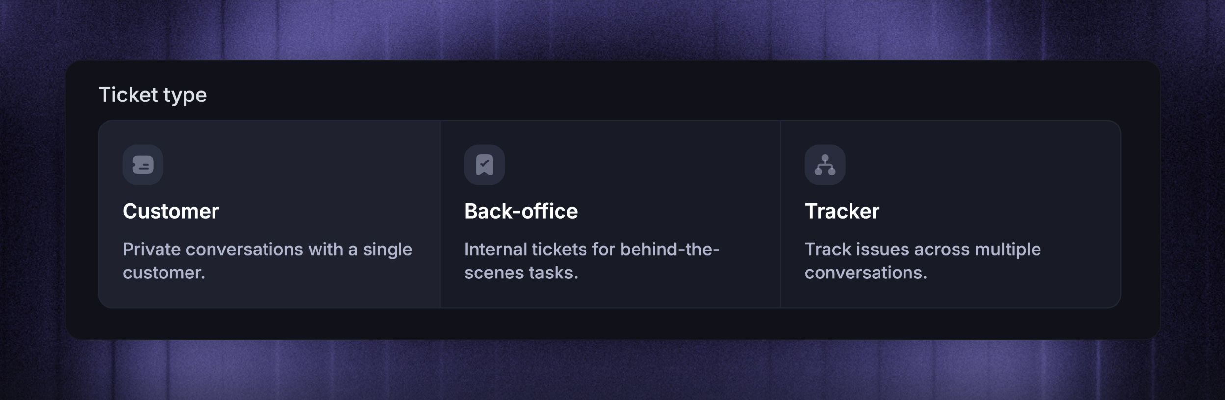 Different ticket types.